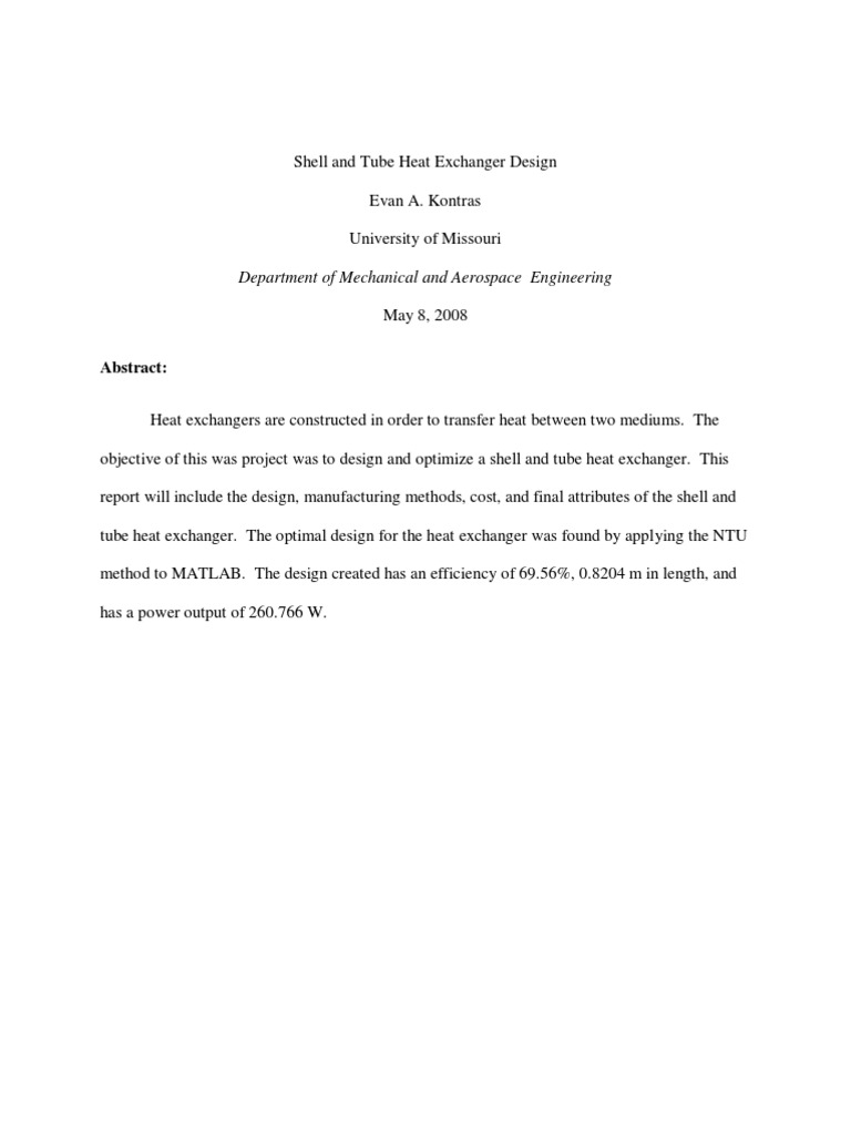 Shell and Tube Heat Exchanger Design | PDF | Heat Exchanger | Heat