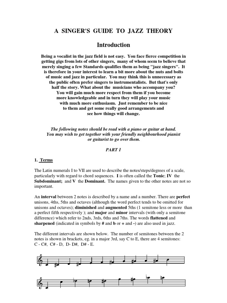A Singer's Guide to Jazz Theory Chord (Music) Scale (Music)