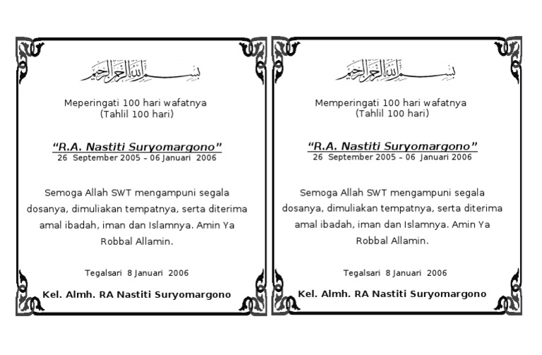 Ucapan Mengenang 1000 Hari Meninggal Word Axis Ki Piye