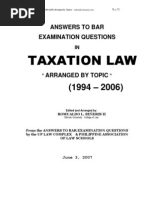 Suggested Answers in Taxation Law Bar Examinations 1994 2006