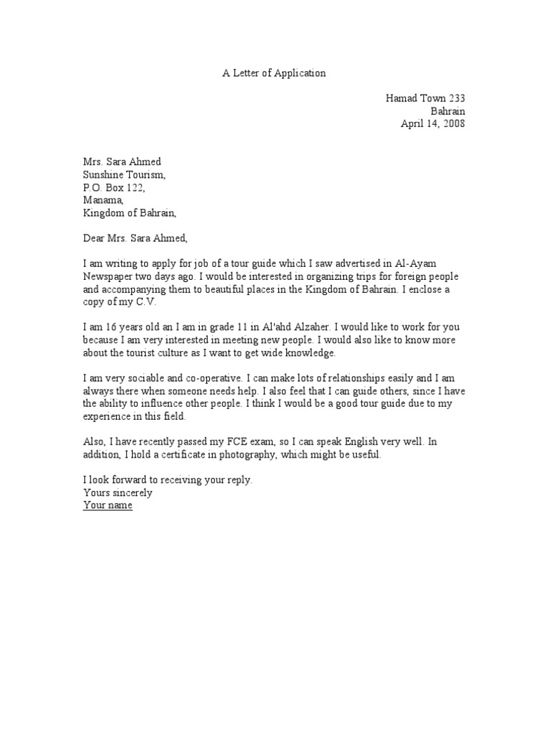 A Letter Of Application Pdf