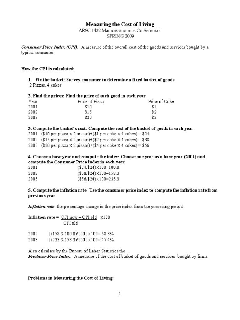 Measuring Cost of Living Indexes | PDF | Real Versus Nominal Value ...