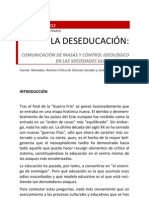 Articulo La Deseducacion; Comunicacion de Masas Y Control Ideologico en Las Sociedades Globalizadas.