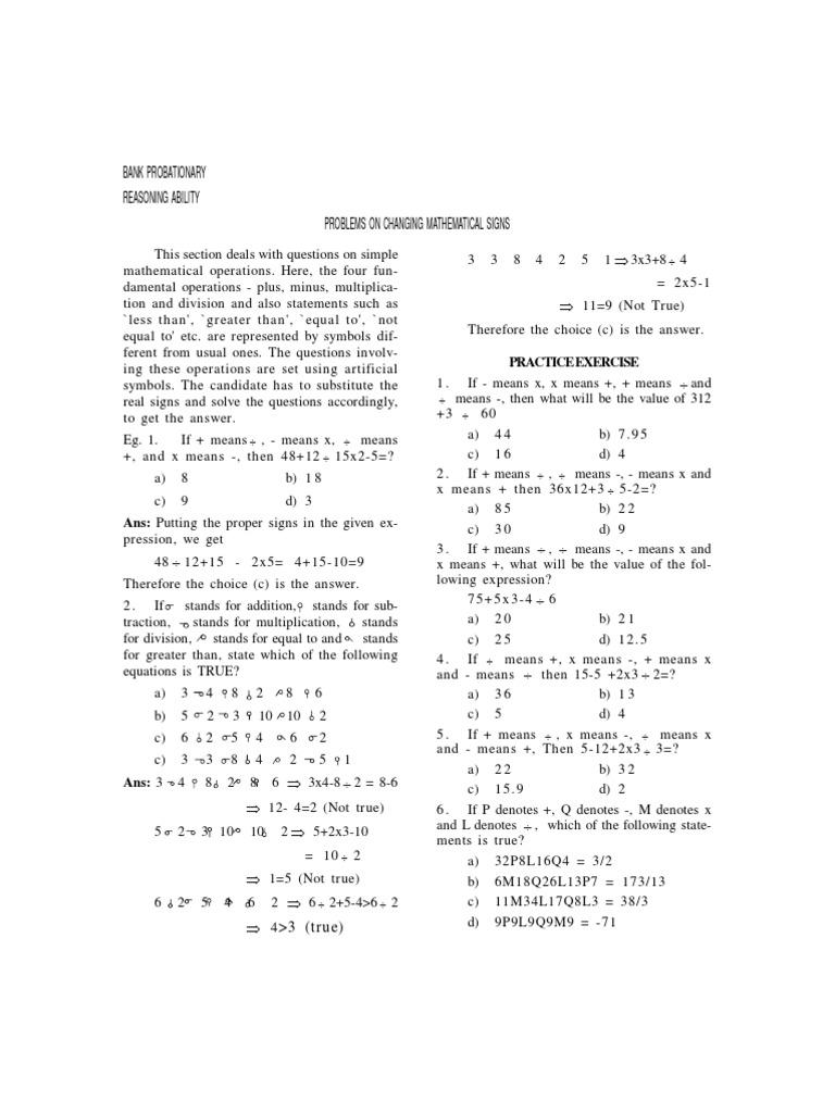 Symbolic Operations in Math Reasoning | PDF | Multiplication | Equations