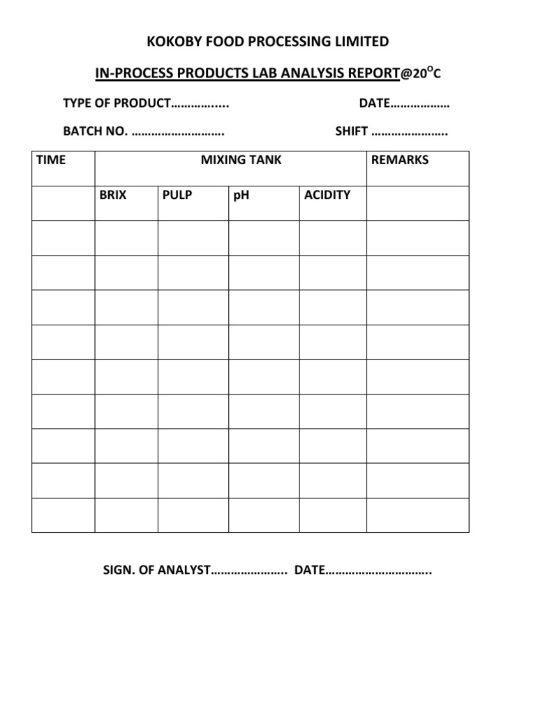 KOKOBY Food Processing Lab Analysis Reports | PDF | Food Science | Food ...