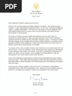 Leader Pelosi's Letter Responding to Catholic University Presidents
