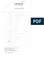 Transaction Summary Slip: Online Recharge Services Pvt. LTD