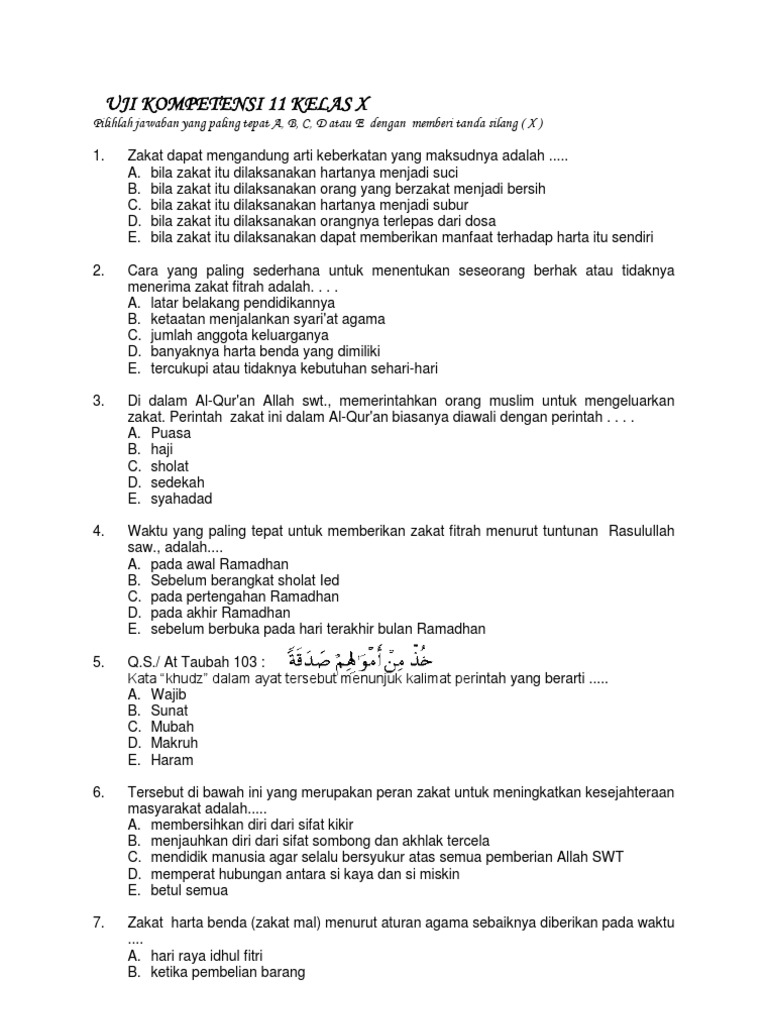 Uji Kompetensi 11 Kelas X