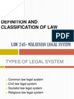 Definition and Classification of Law: Law 245-Malaysian Legal System