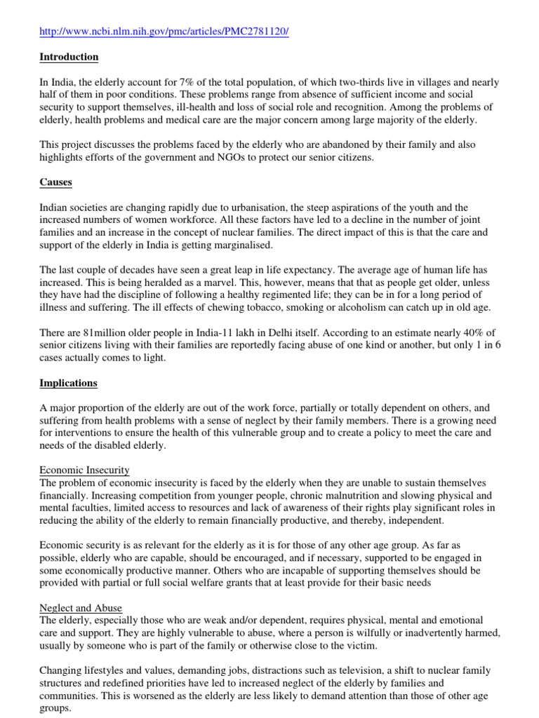 Challenges Faced by India's Elderly | PDF | Old Age | Welfare