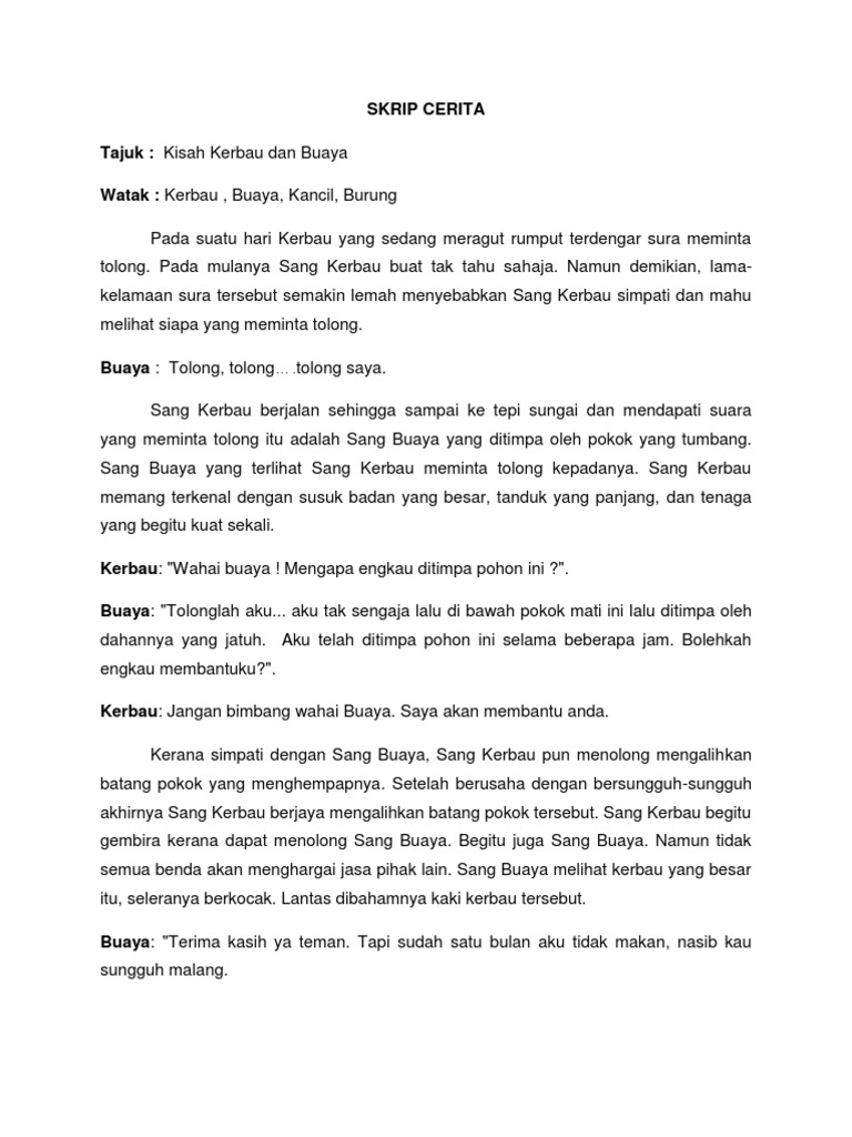 Skrip Cerita Buaya Dan Kerbau