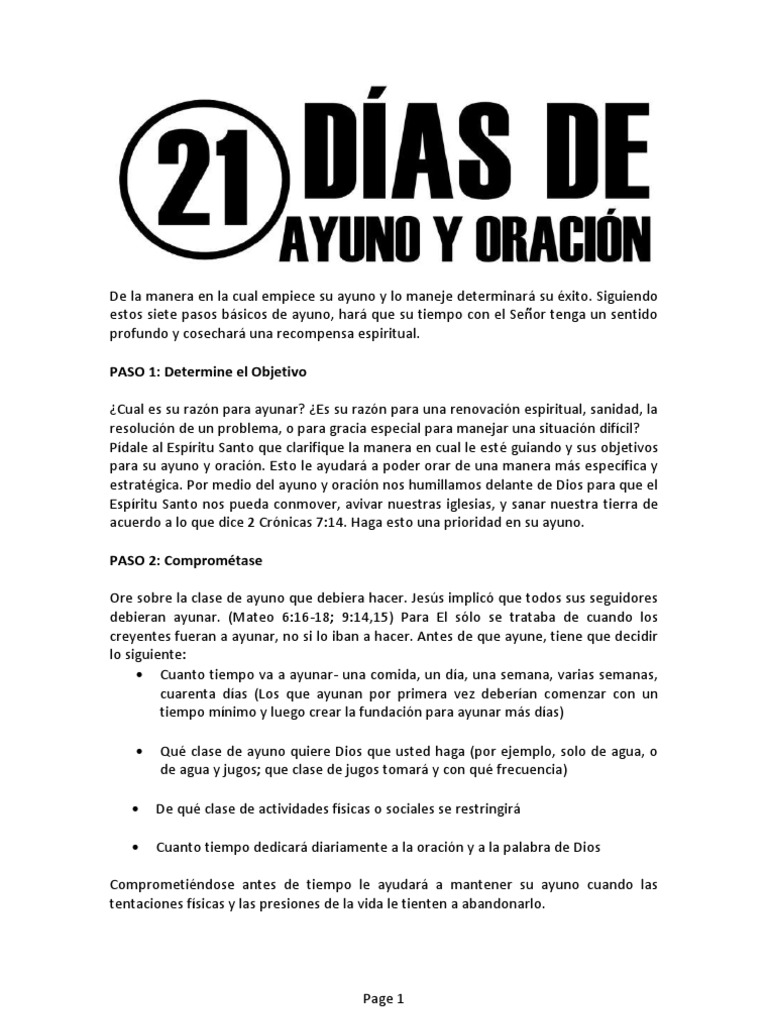 Guía para 21 Días de Ayuno y Oración | PDF | Rápido | Oración