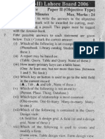 Inter Part 2 Computer Science Objective of Paper Lahore Board 2006