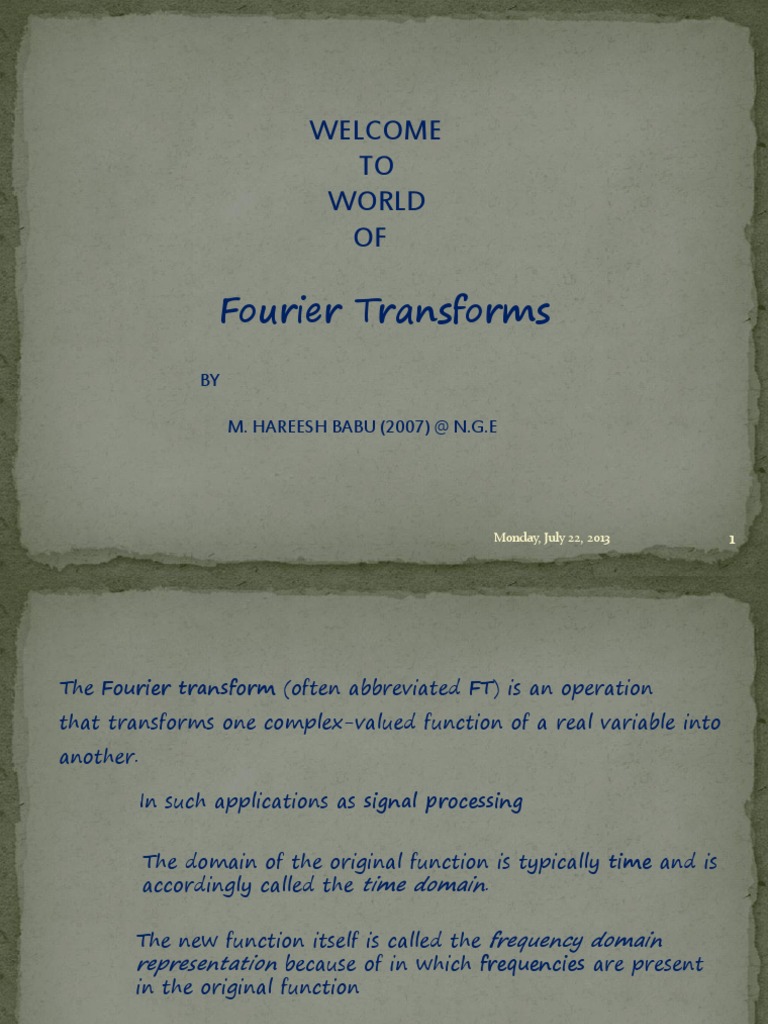 Understanding Fourier Transforms | PDF | Teaching Methods & Materials