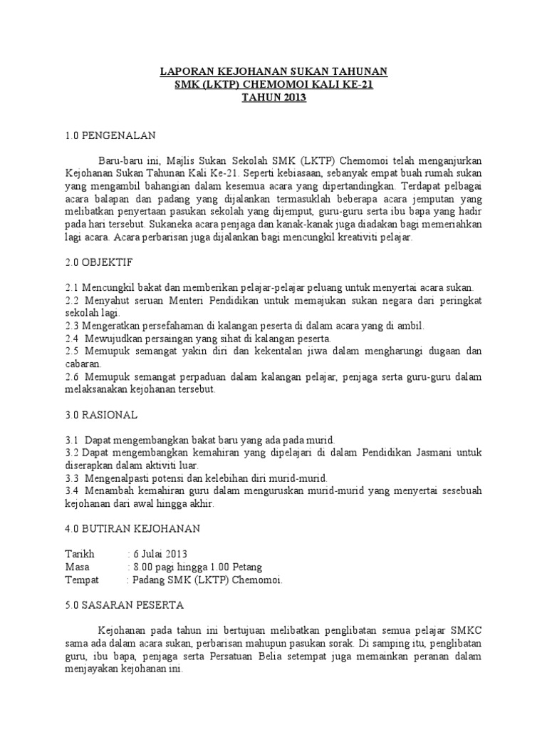 Laporan Kejohanan Sukan Tahunan