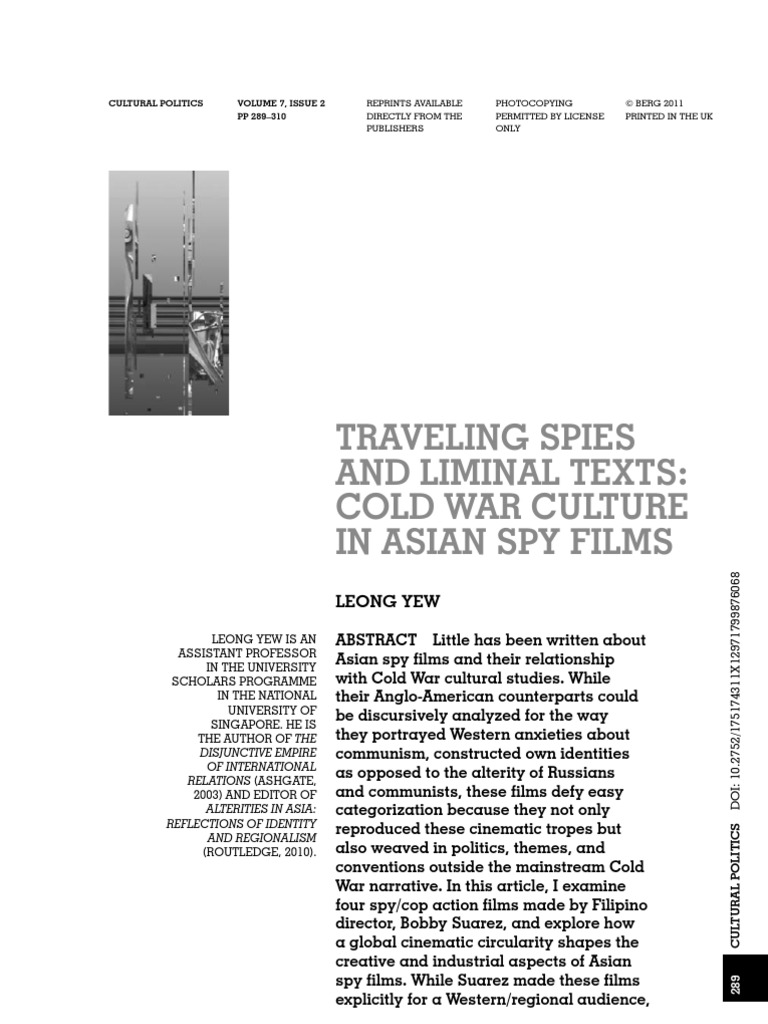 Cold War Culture in Asian Spies Films PDF Chinese Martial Arts