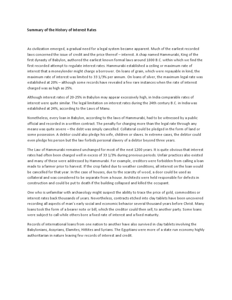 History of Ancient Interest Rates | PDF | Interest | Interest Rates