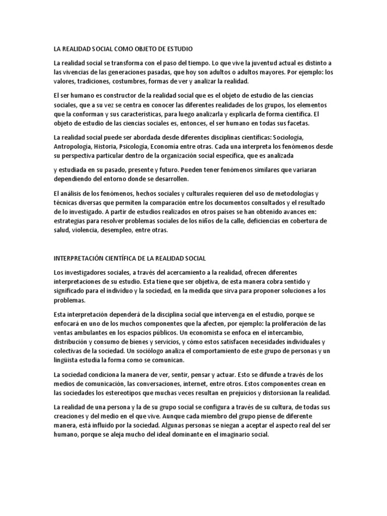 Estudio de la Realidad Social | PDF | Sociedad | Sociología