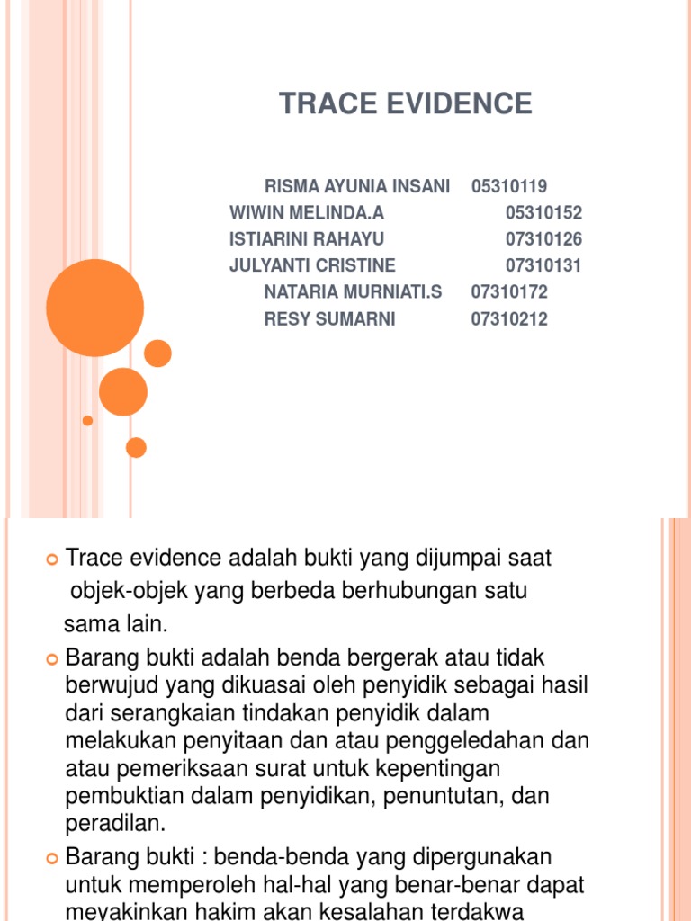 Trace Evidence Power Point | PDF | Ilmu Sosial | Fiksi Misteri ...