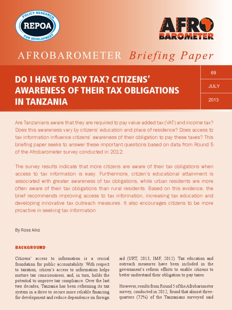 Do I Have To Pay Tax Citizens Awareness Of Their Tax Obligations In