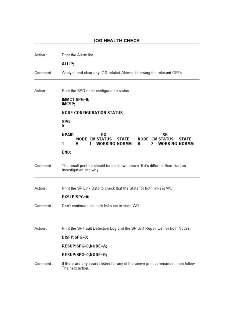IOG Health Check Procedures and Actions | PDF | Input/Output | Computer ...