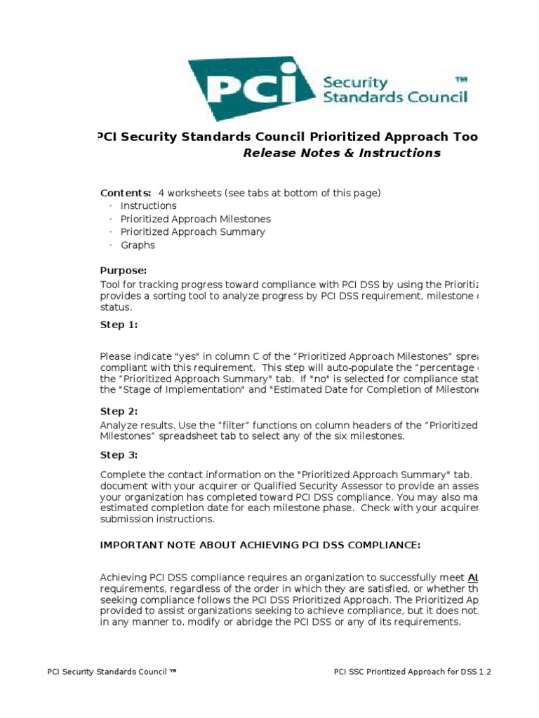 Prioritized Approach For PCI DSS v20 | PDF | Payment Card Industry Data ...
