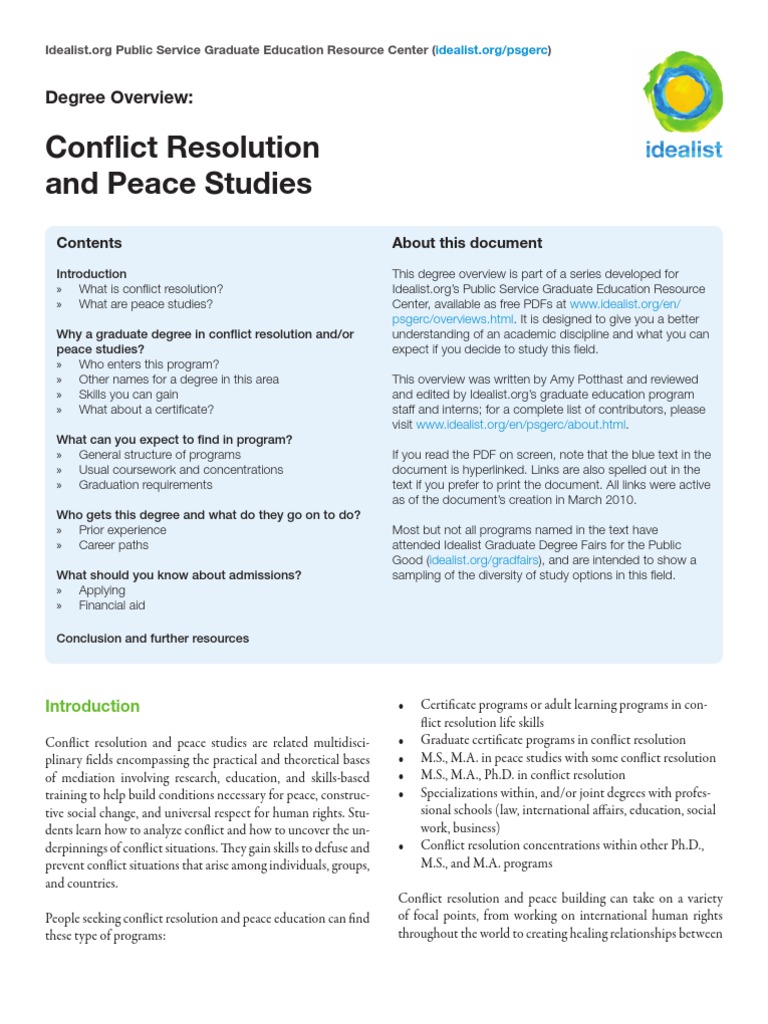 Overview of Conflict Resolution Degrees | PDF | Finance & Money Management