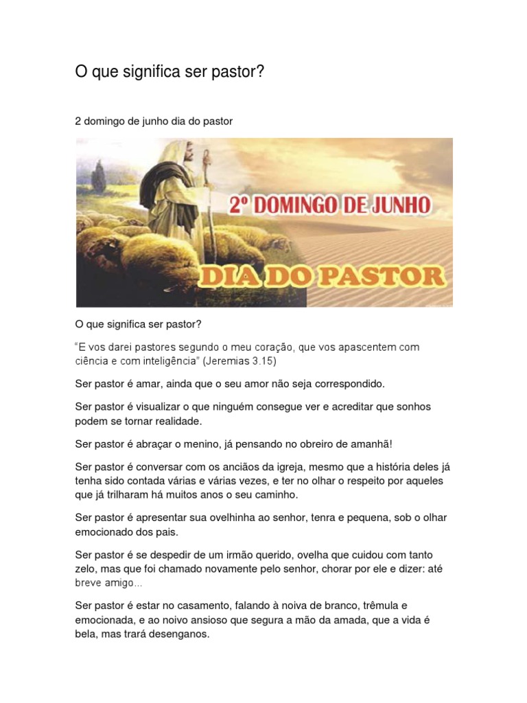 O Que Significa Ser Pastor | PDF