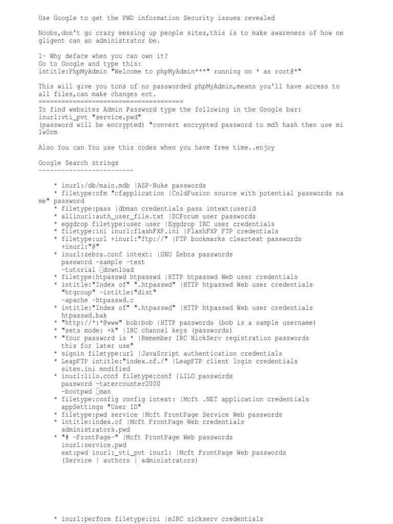 Google Hacking List 3 | PDF | File Transfer Protocol | User (Computing)
