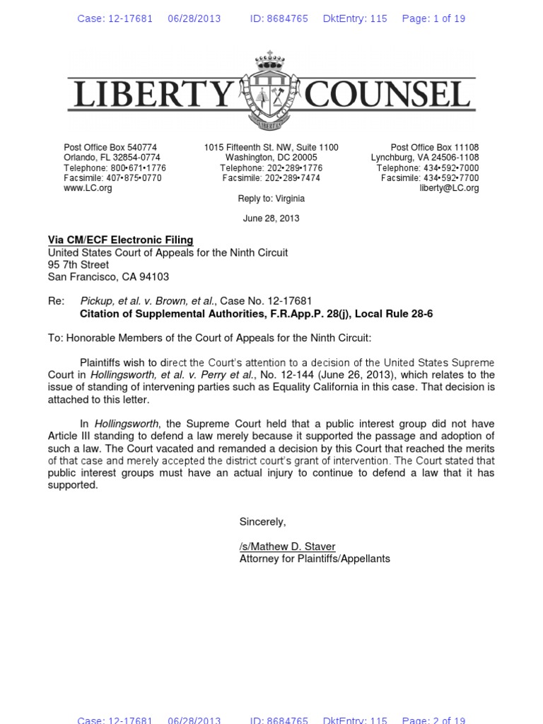 1217681 115 PDF Standing (Law) Hollingsworth V. Perry