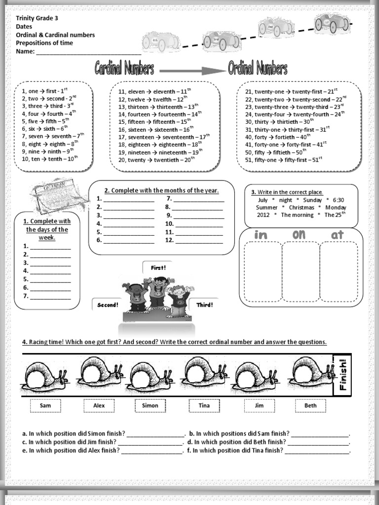 Grade 3 Cardinal and Ordinal Numbers Worksheet | PDF | Christmas