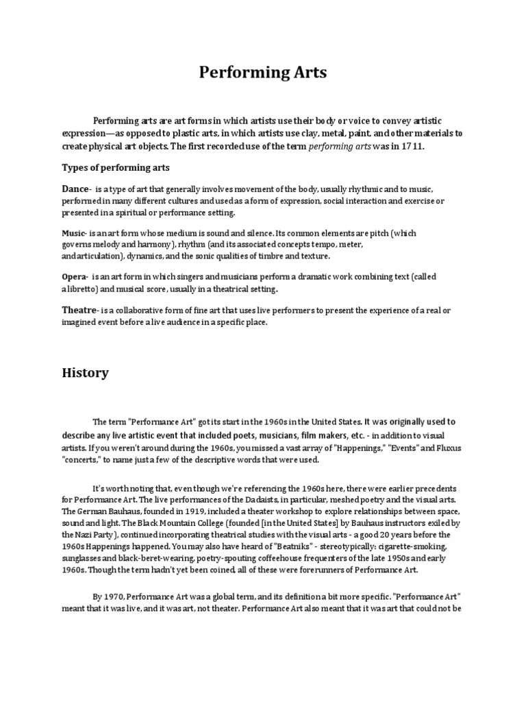 Performing Arts | PDF | Performance Art | Performing Arts