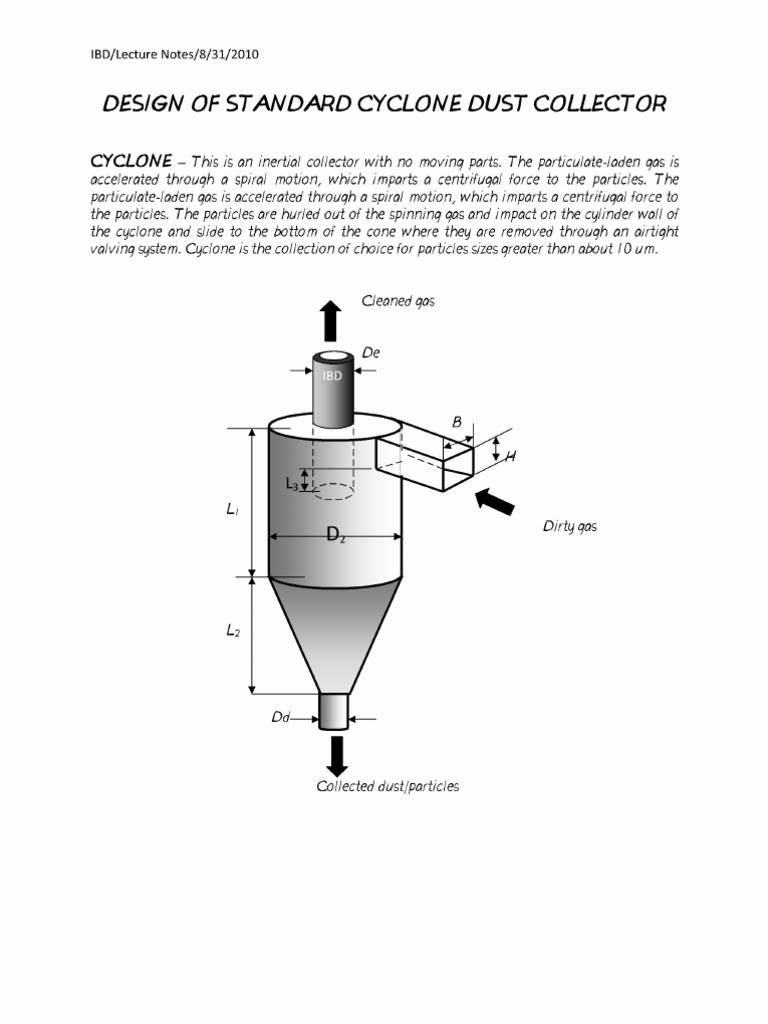 Design of Standard Cyclone Dust Collector PDF | PDF | Foreign Language ...