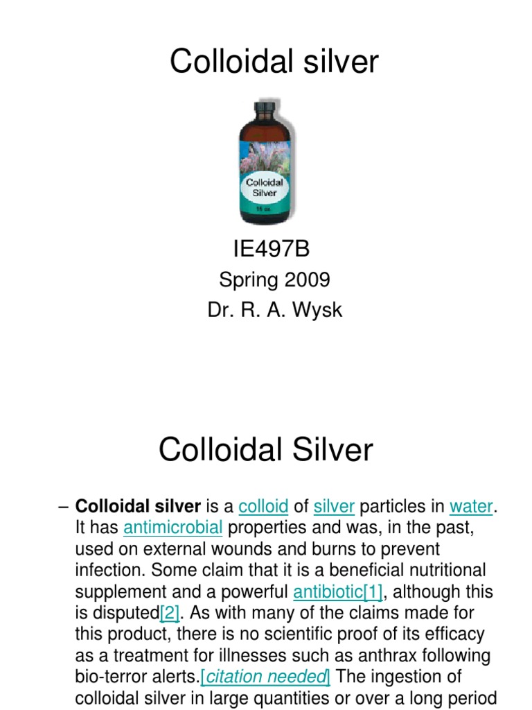 Colloidal Silver PDF Silver Chemistry