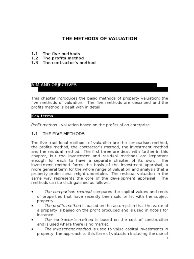 The Profits Method of Valuation | PDF | Real Estate Appraisal | Profit ...