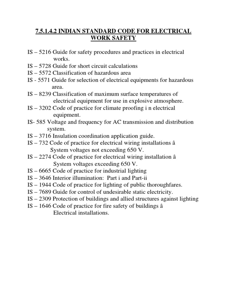 Indian Electrical Safety Standards Guide | PDF | Electrical Wiring ...