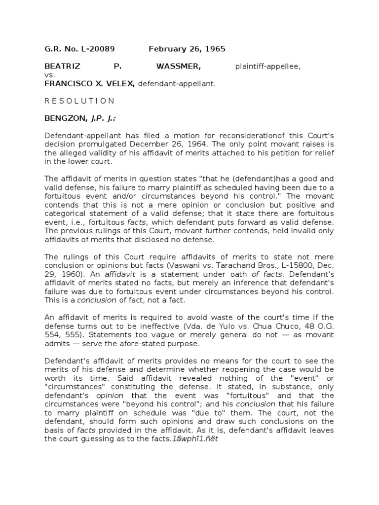 Court Ruling on Affidavit of Merits | PDF | Complaint | Negligence