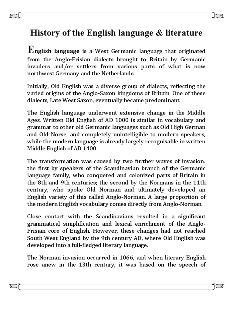 Evolution of the English Language | PDF | Anglo Saxons | English Language