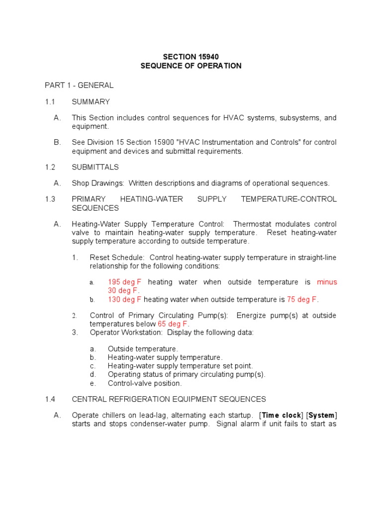 15940sf Sequence of Operation PDF Thermostat Hvac