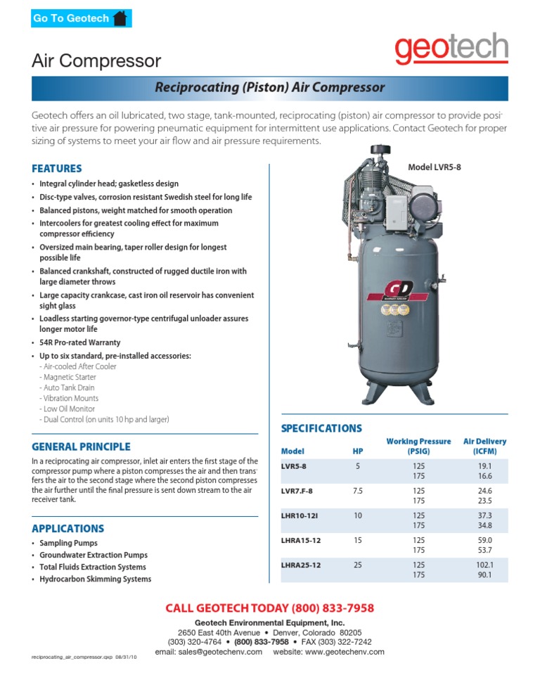 Two-Stage Reciprocating Air Compressor | PDF