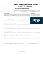 Philippine Hospital Infection Control Society (Phics), Inc.: Application For Membership