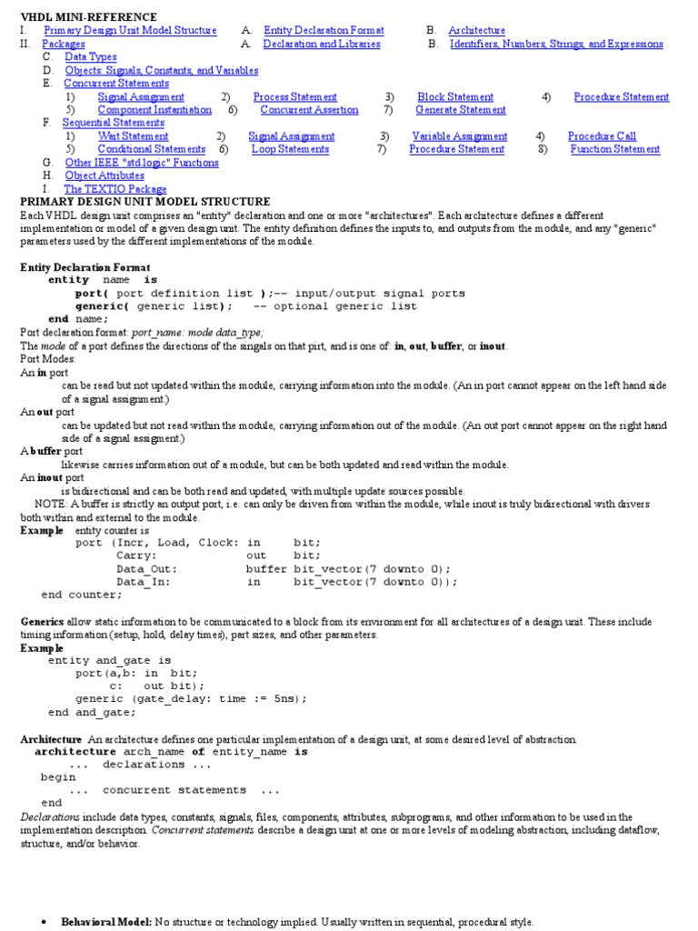 Declarations Include Data Types, Constants, Signals, Files, Components ...