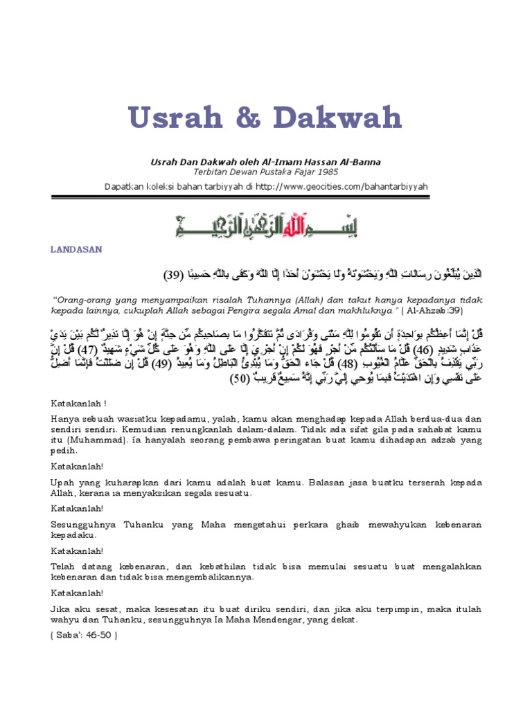 Usrah Dan Dawah Hasan Al Banna Pdf