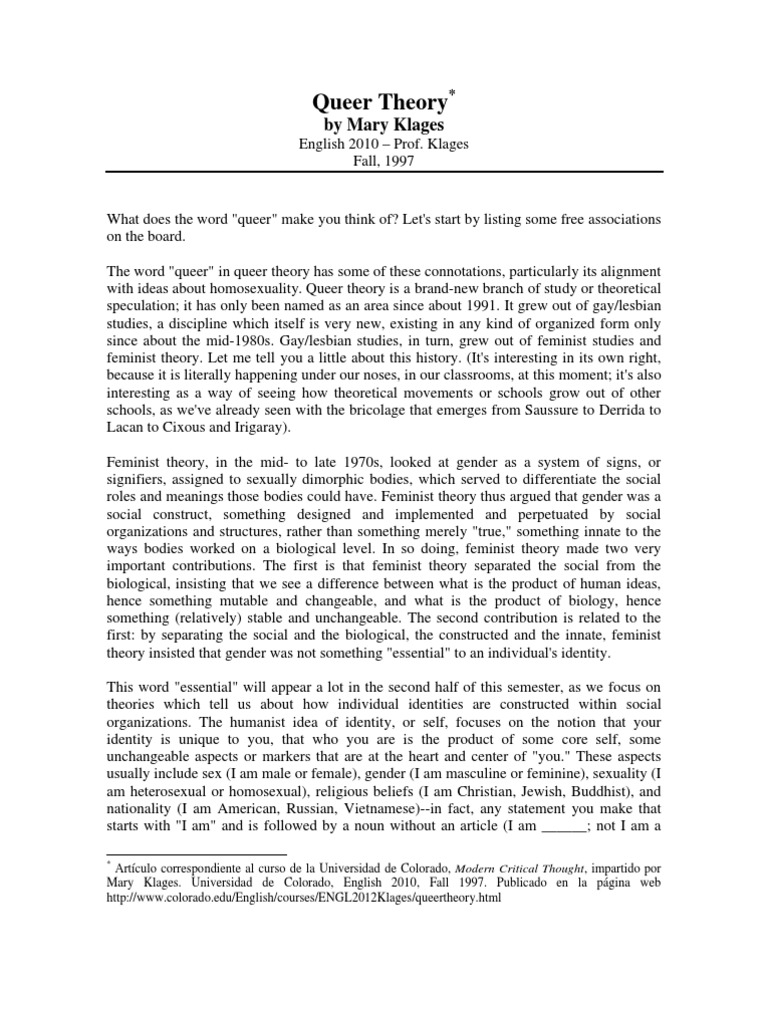 Introduction to Queer Theory | PDF | Queer Theory | LGBTQIA+ Studies