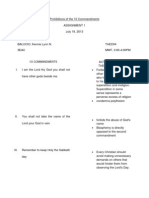 Prohibitions of The 10 Commandments