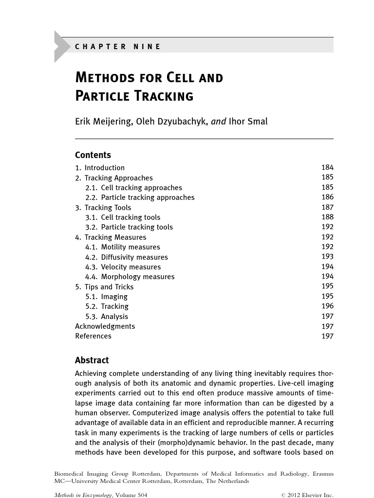 2011 Meijering Et Al Particle Tracking Method | PDF | Image ...