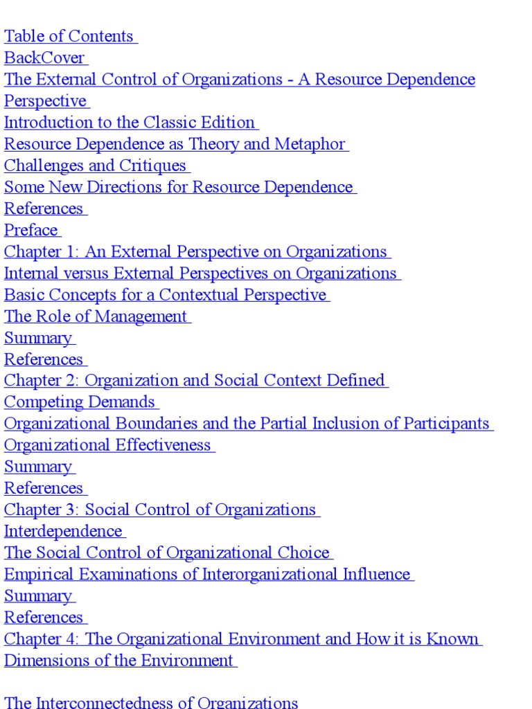 Schéma De J Emery Organizational Planning And Control Systems The External Control of Organization. | PDF | Interdependence | Resource