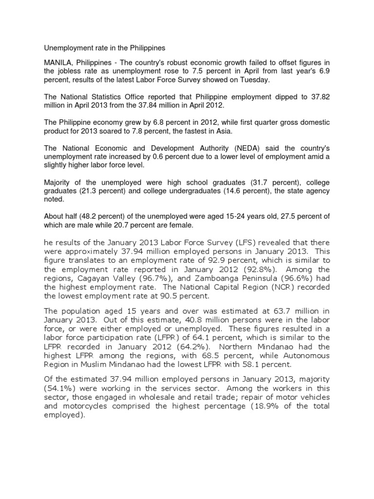 Research title about unemployment in the philippines picture