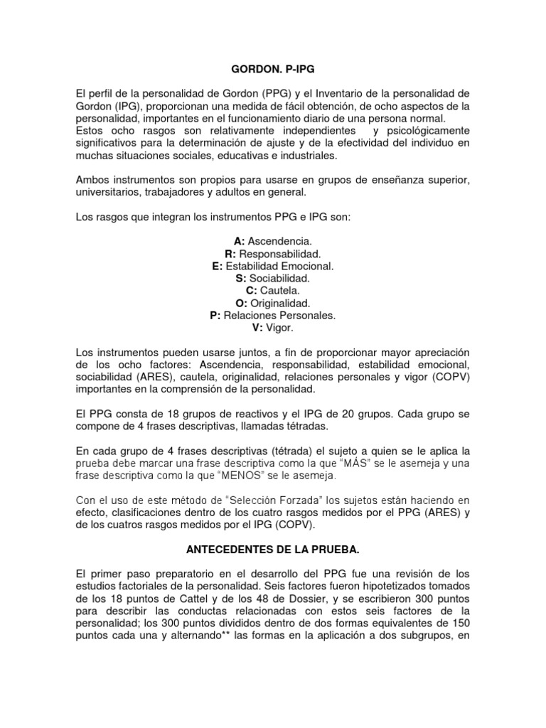 Manual del Inventario de Personalidad IPG | PDF | Toma de decisiones ...