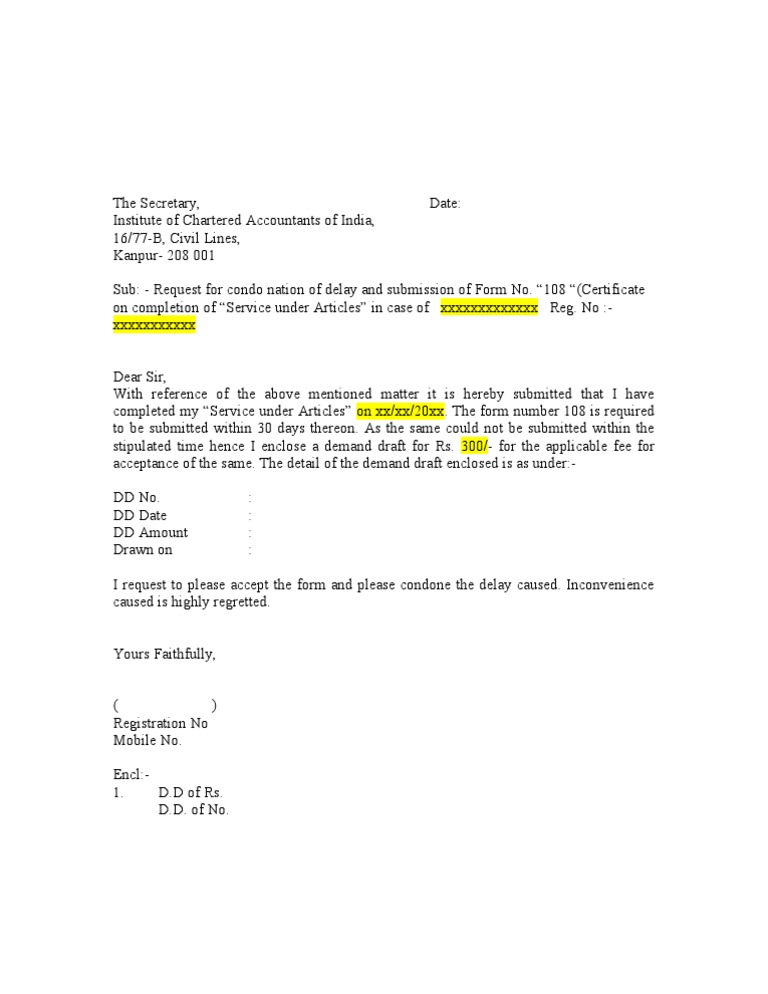 Condonation Latter For Form 108 | PDF | Government Information | Government